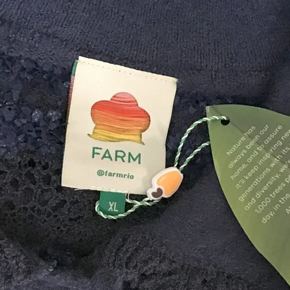 Farm Rio Navy Blue Mixed Stitches Cardigan - Picture 15 of 16